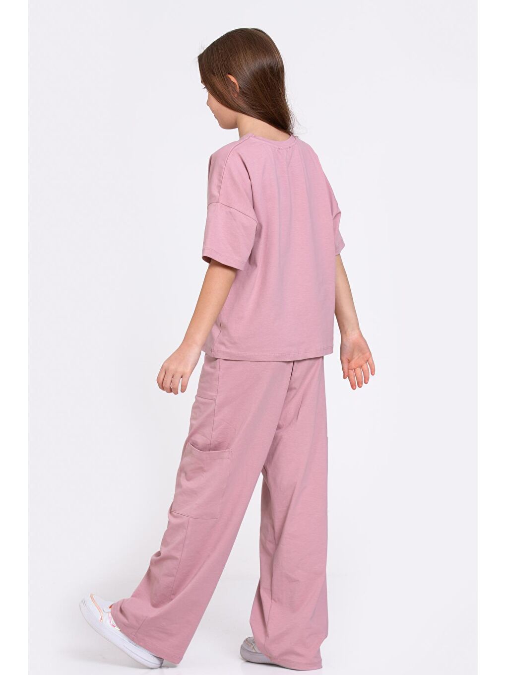Pembe Gül Kurusu Sorry Baskı Bol Paçalı 8-12 Yaş Takım 2446-2-1