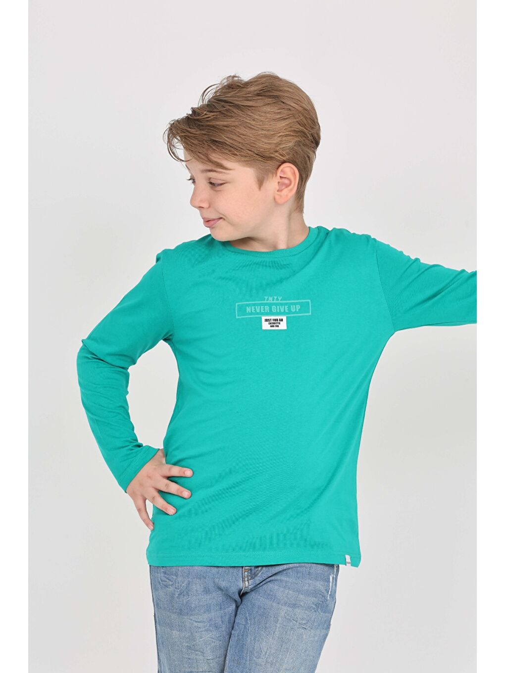 Yeşil Erkek Çocuk Baskılı Tişört-1