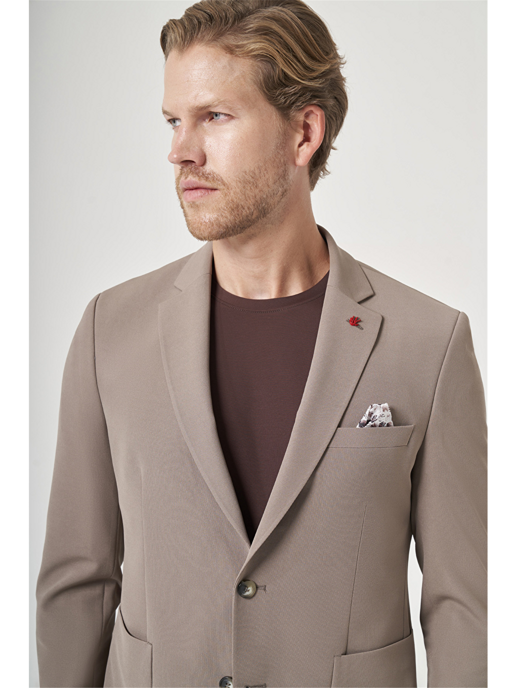 Kahverengi Mono Yaka 6 Drop Slim Fit Beli Lastikli Takım Elbise 1001260194-3