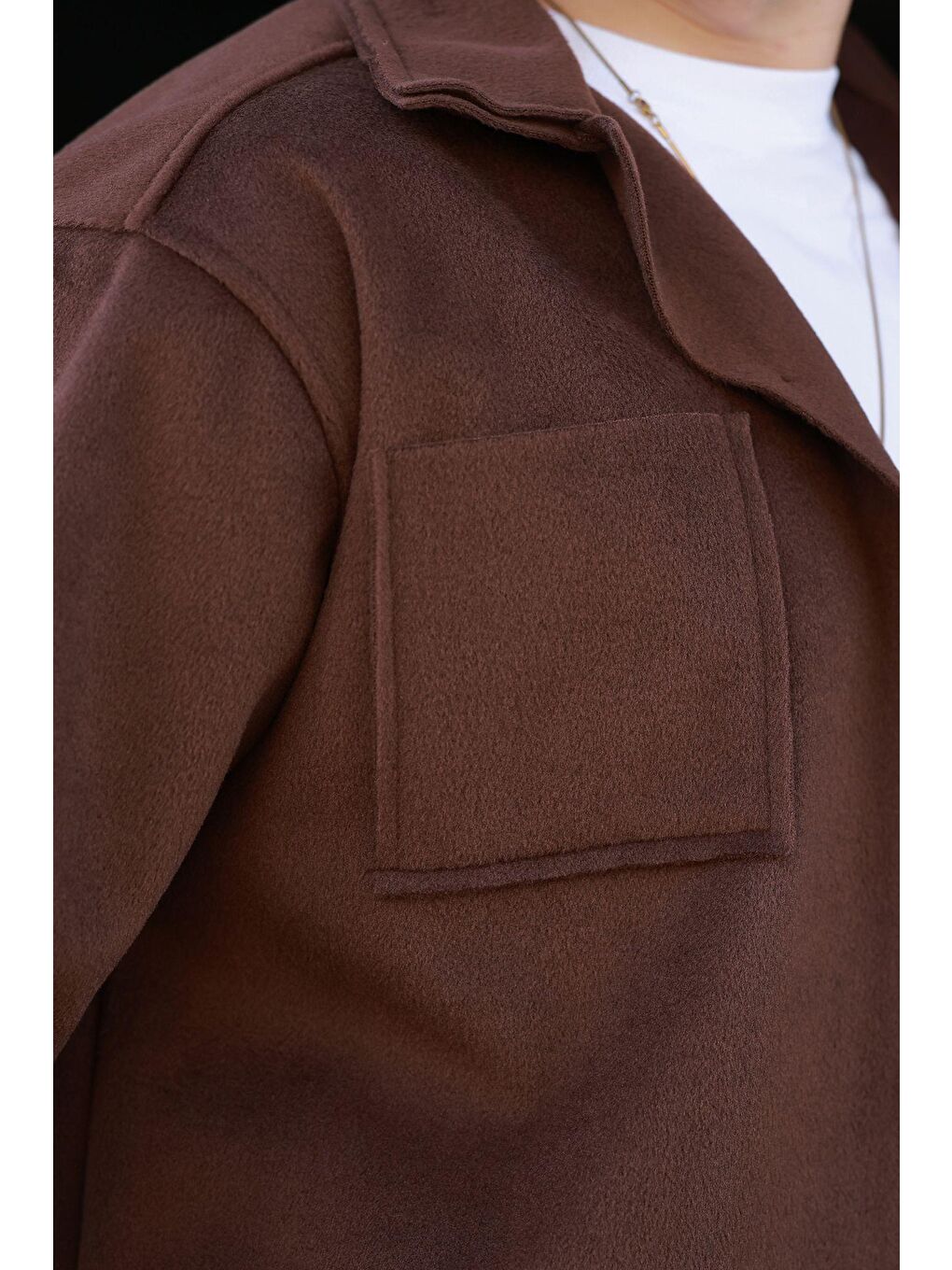 Kahverengi Cepli Basic Erkek Polar Gömlek E6764-2