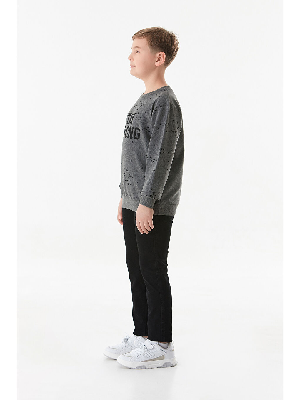 Antrasit Stay Strong Baskılı Erkek Çocuk Sweatshirt-1