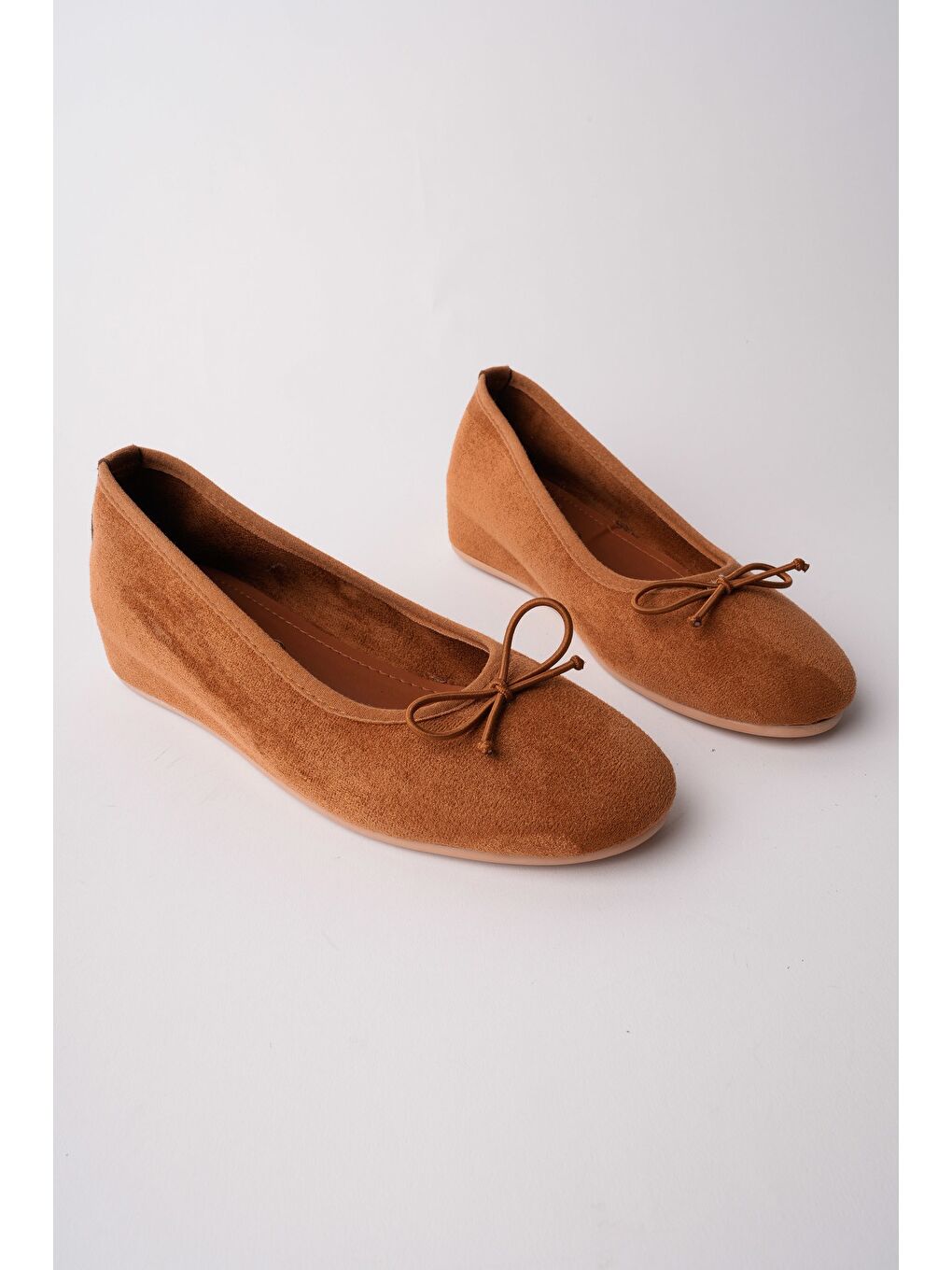 Kahverengi HİDDEN Gizli Topuklu Fiyonk Detaylı Deri Kadın Babet