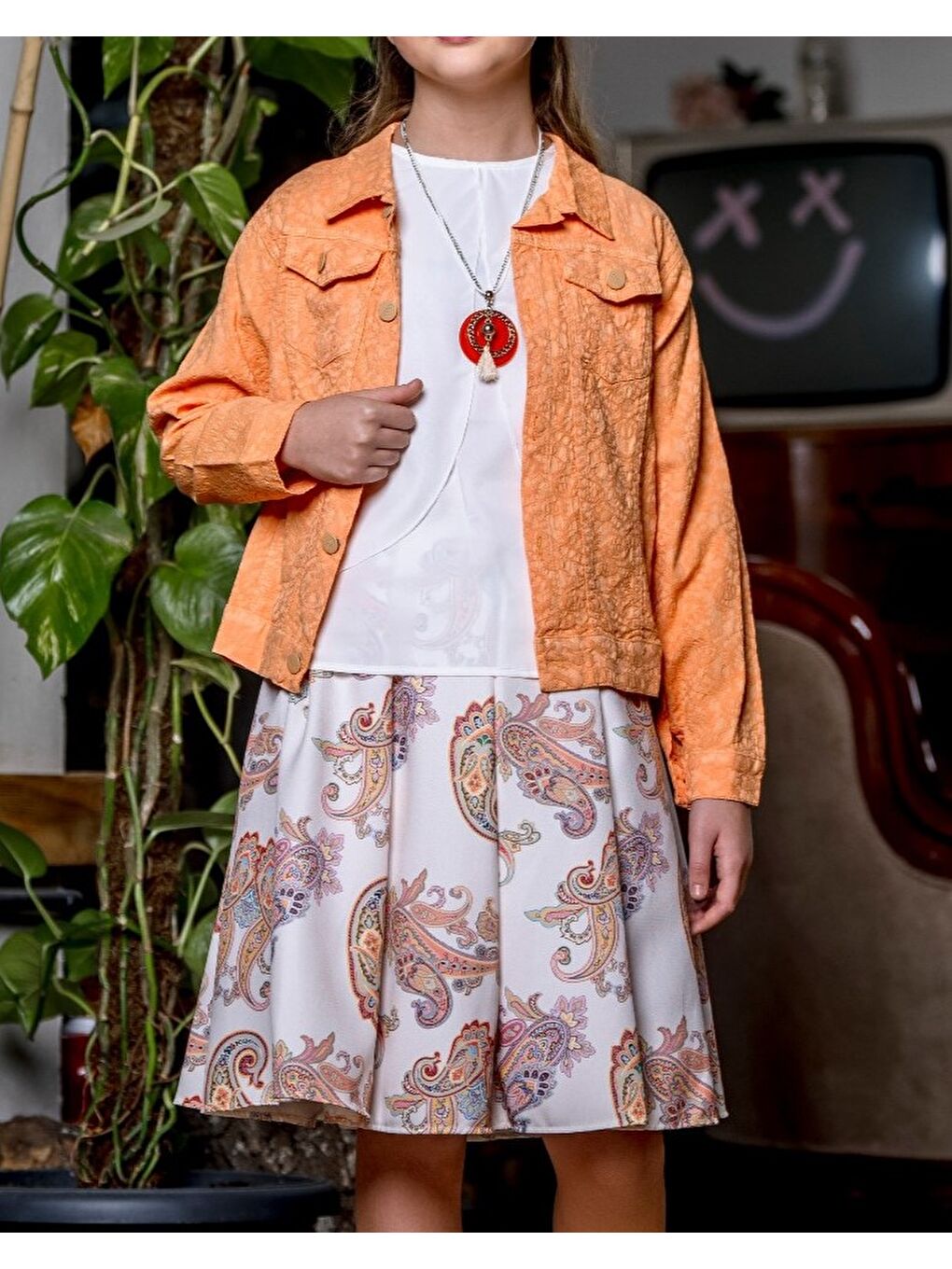 Sarı Kız Çocuk Gömlek, Etek , Ceketli Takım M00719-5