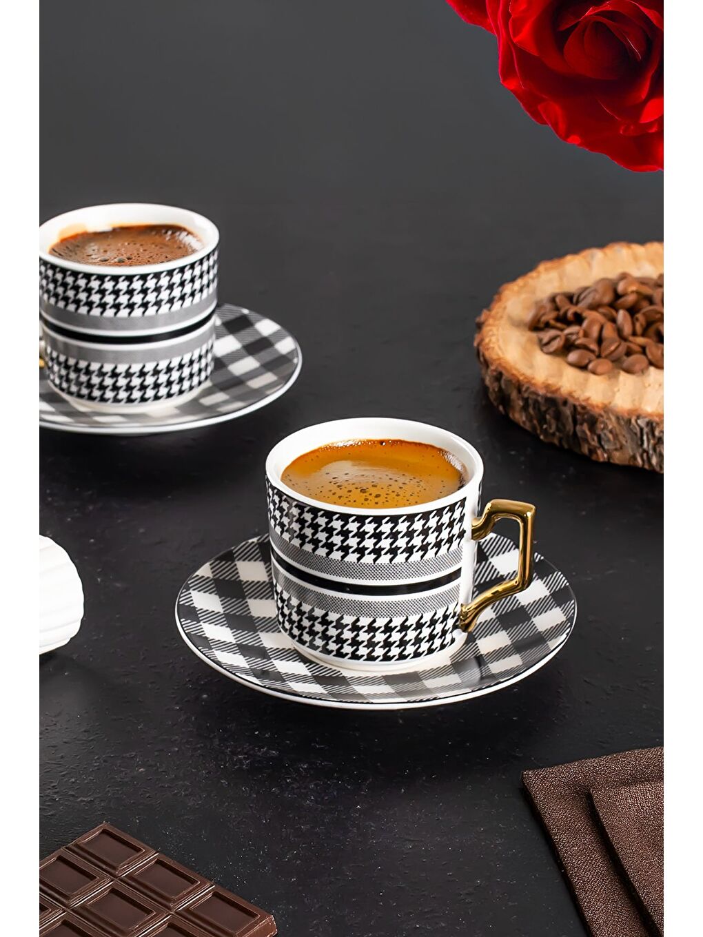 Siyah YKY097-5  6'lı Türk Kahvesi Fincan Takımı 12 Parça-2