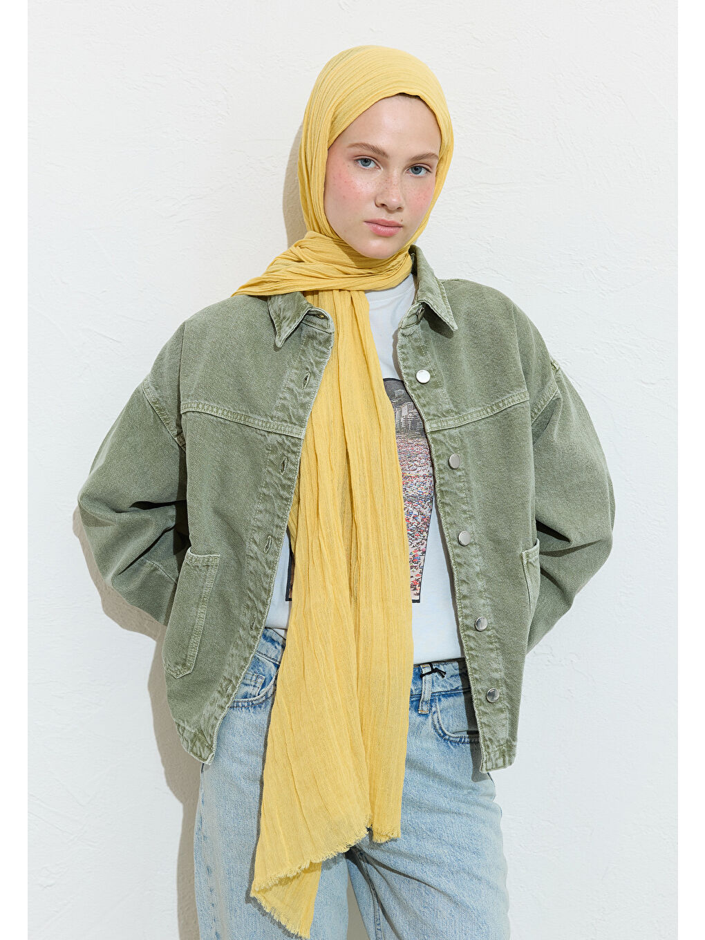 Turuncu PAMUKLU KETEN ŞAL MANGO SORBET-1