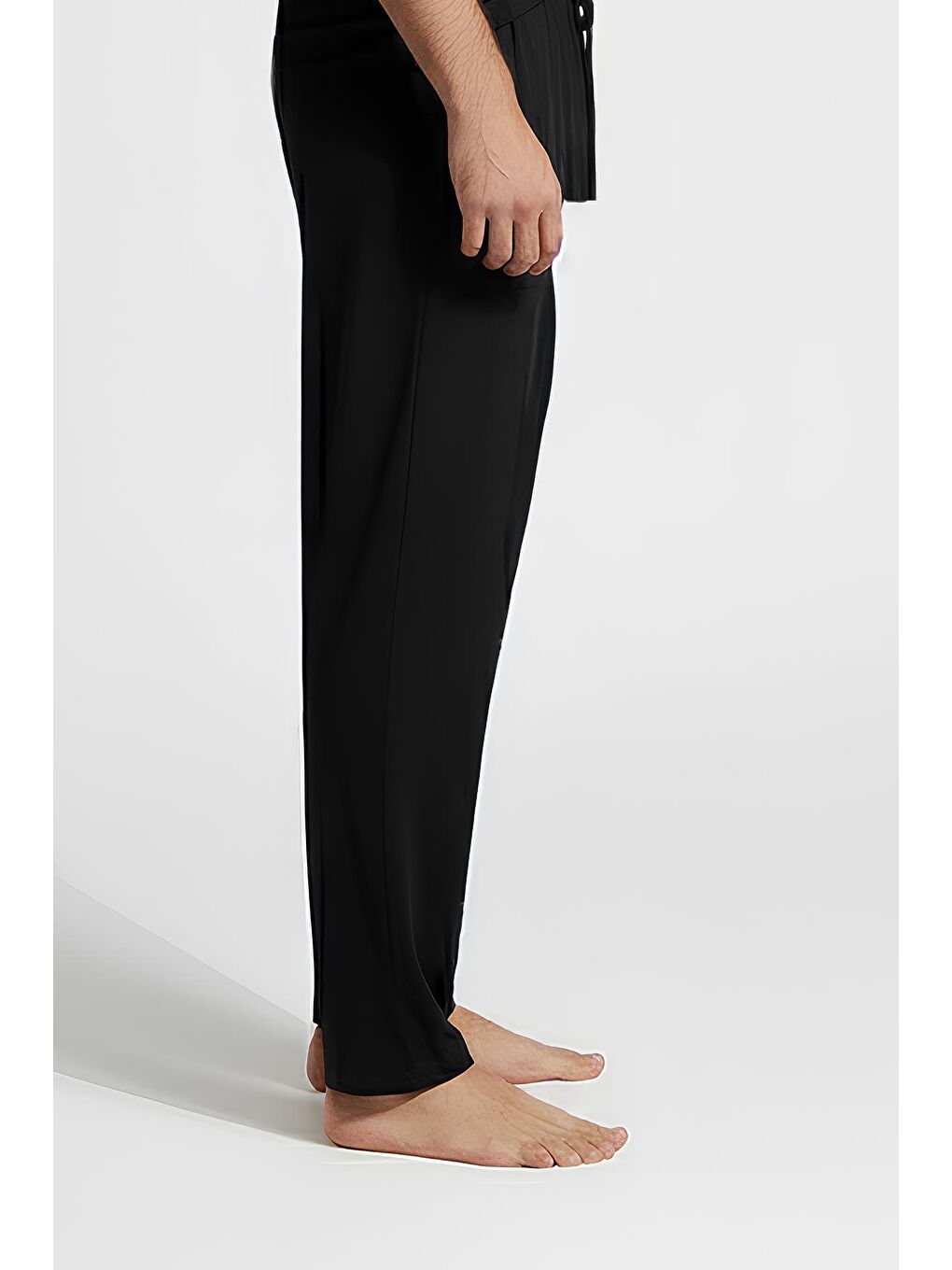 Siyah Erkek Uzun Cepli Esnek Elastanlı Viskoz Pijama Altı MAN02-3