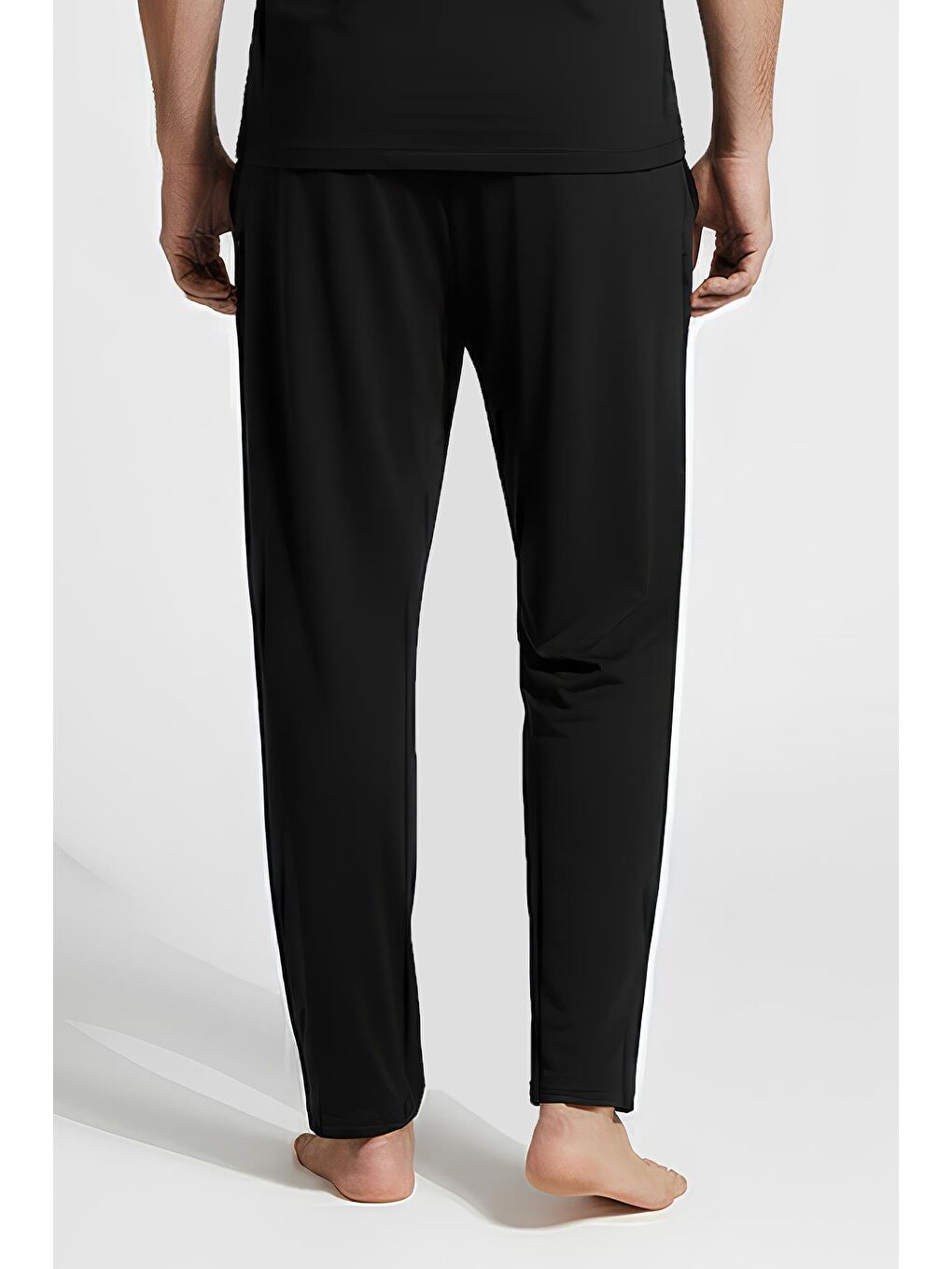 Siyah Erkek Uzun Cepli Esnek Elastanlı Viskoz Pijama Altı MAN02-4