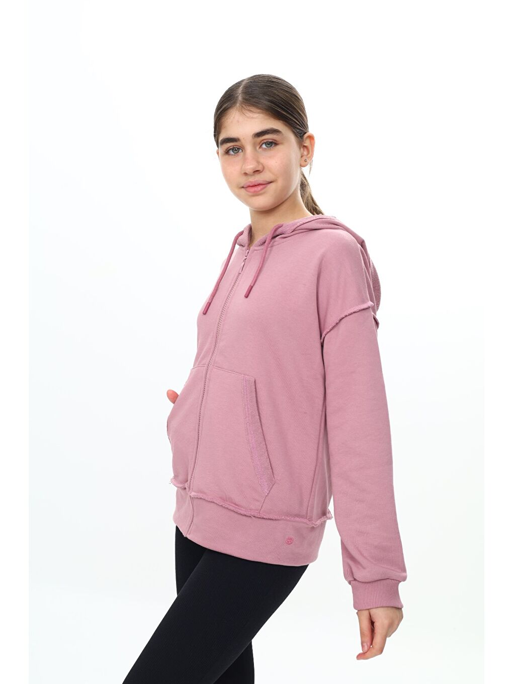 Pembe Kız Çocuk Kapüşonlu Hırka-2