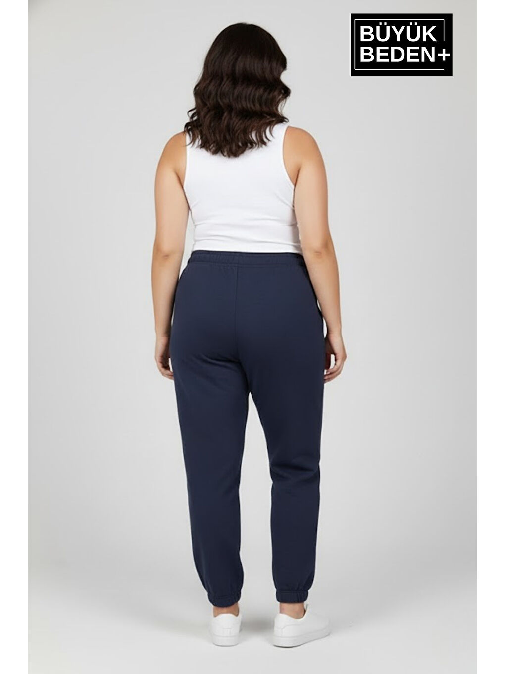 İndigo Kadın Büyük Beden New York Paça Lastikli Rahat Kesim Jogger İnce Eşofman Altı SPR26BEAK951-5-2