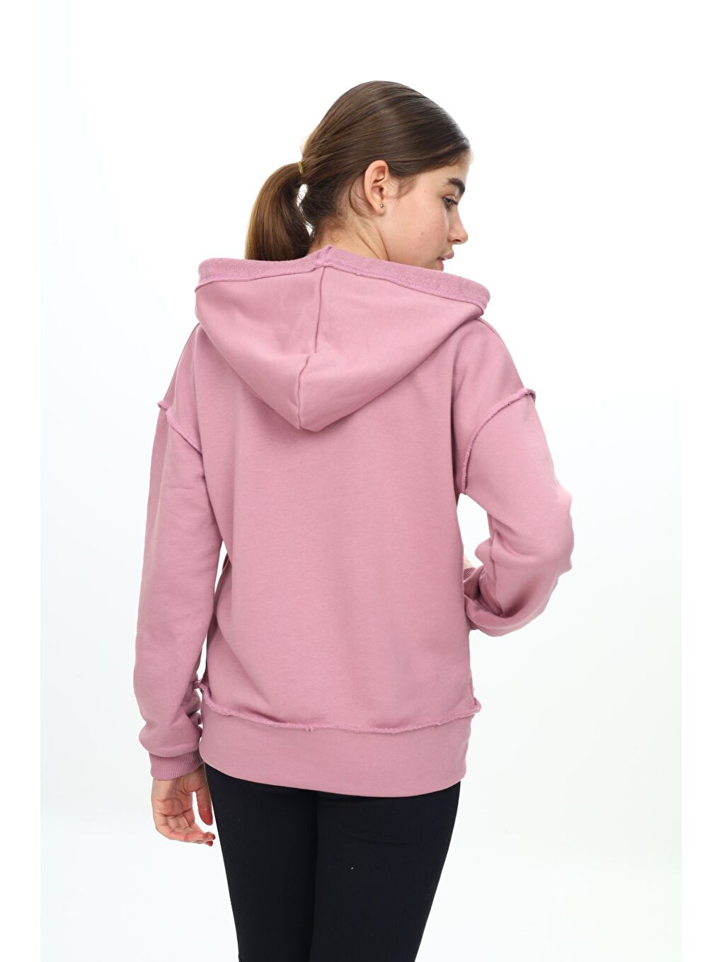 Pembe Kız Çocuk Kapüşonlu Hırka-3
