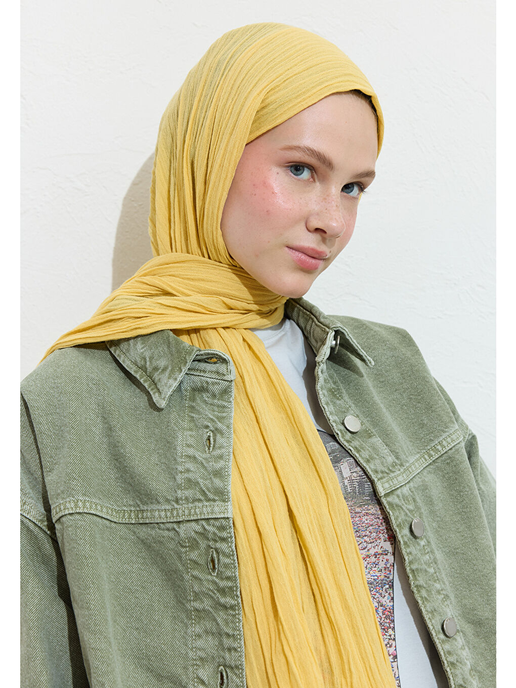 Turuncu PAMUKLU KETEN ŞAL MANGO SORBET-3