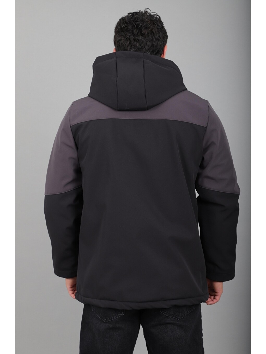 Antrasit Parçalı Outdoor Softshell Kışlık Mont Pldp 3038_50513-6