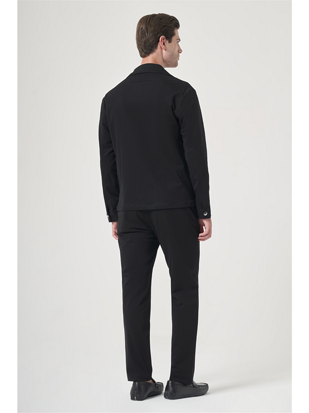 Siyah Berberi Yaka Örme Beli Lastikli 6 Drop Slim Fit Astarsız Esnek Takım Elbise 1001260177-4