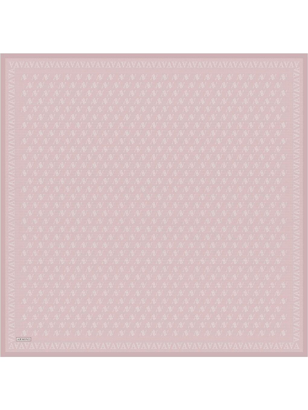 Pembe Monogram Desenli Saf İpek Twill Eşarp 9412D 88