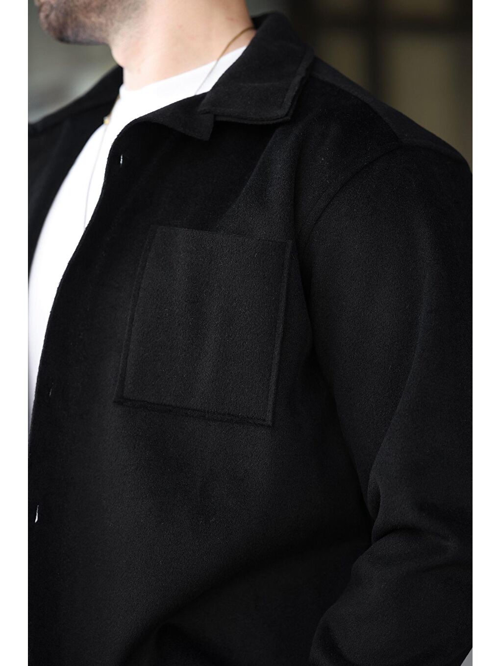 Siyah Cepli Basic Erkek Polar Gömlek E6764-2