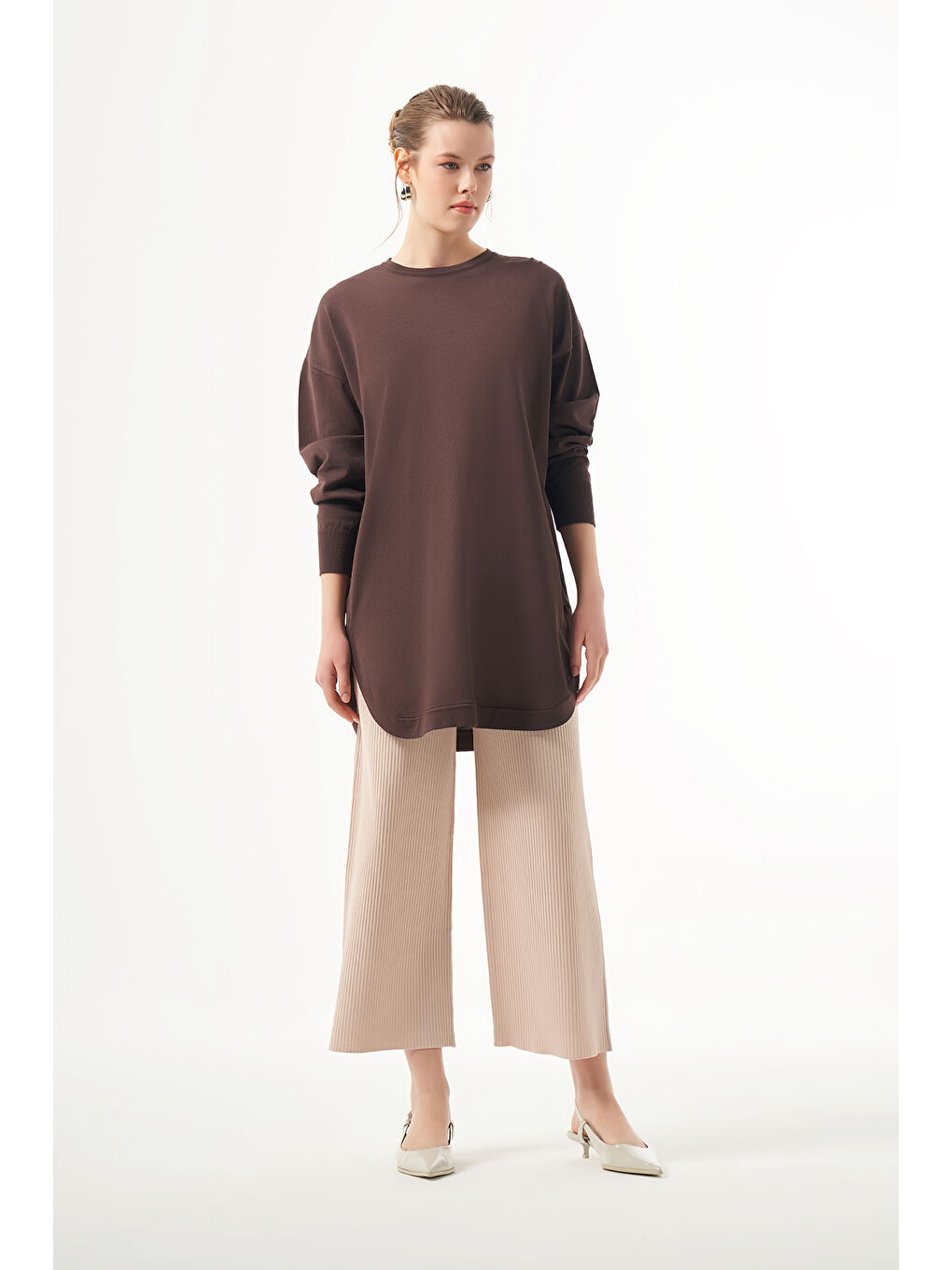 Merserize Oval Kesim Tunik 1200 Kahverengi-1