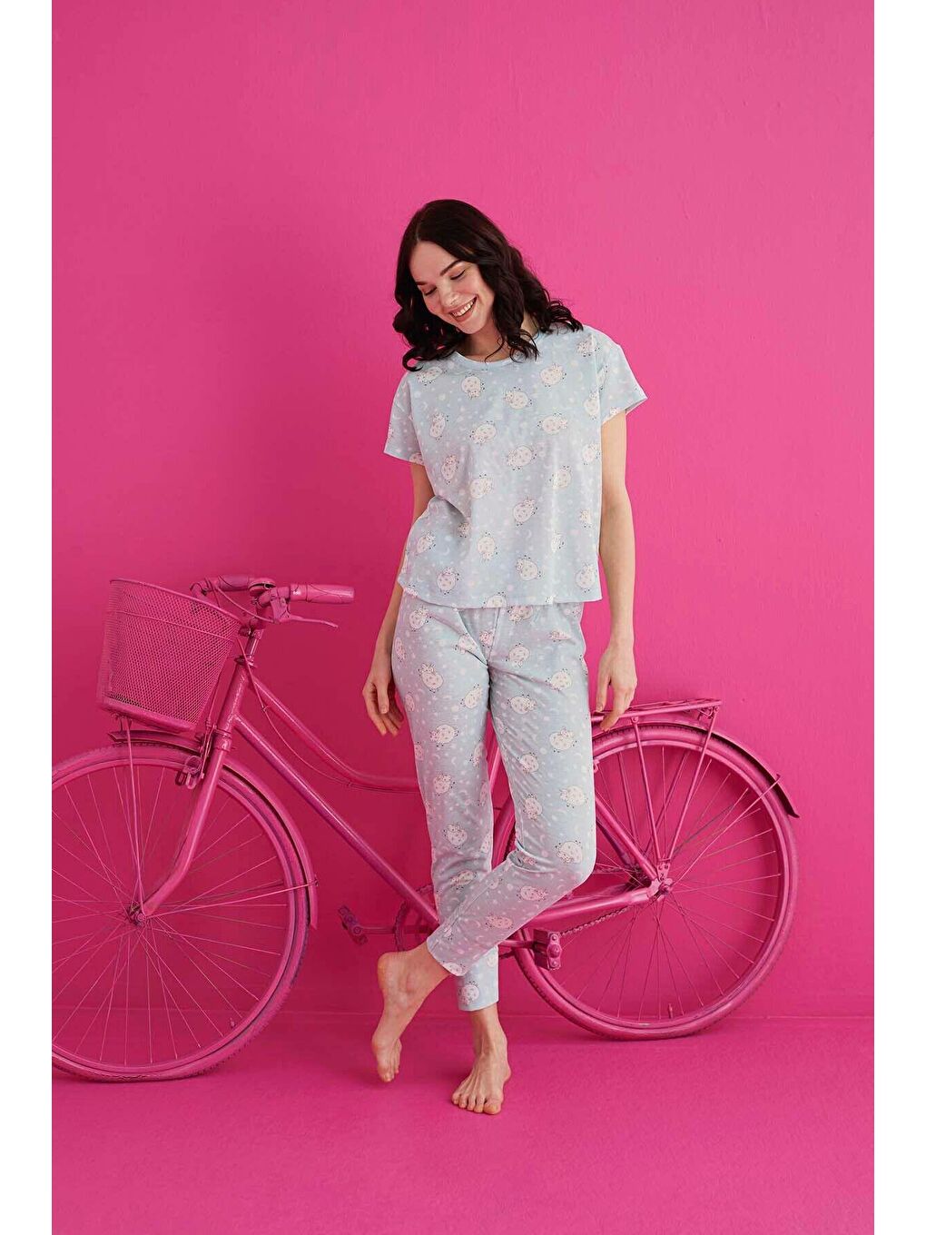 Mavi Pamuklu Pijama Takım 4130-14-1