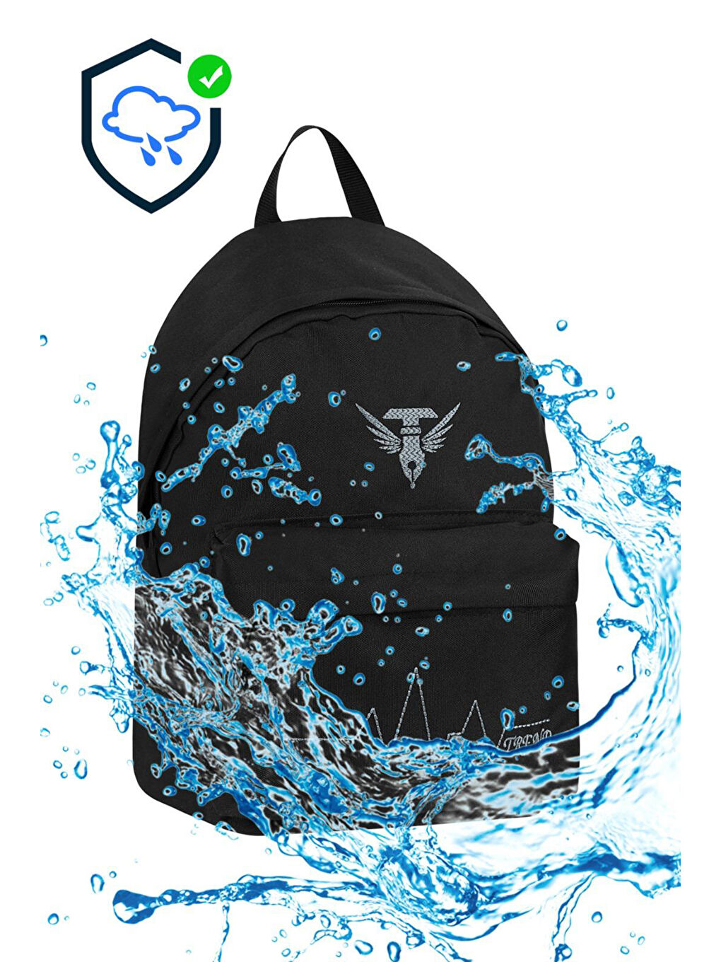 Unisex Siyah Gri Geniş Hacimli Günlük ve Okul Kullanımına Uygun Sırt Çantası-1