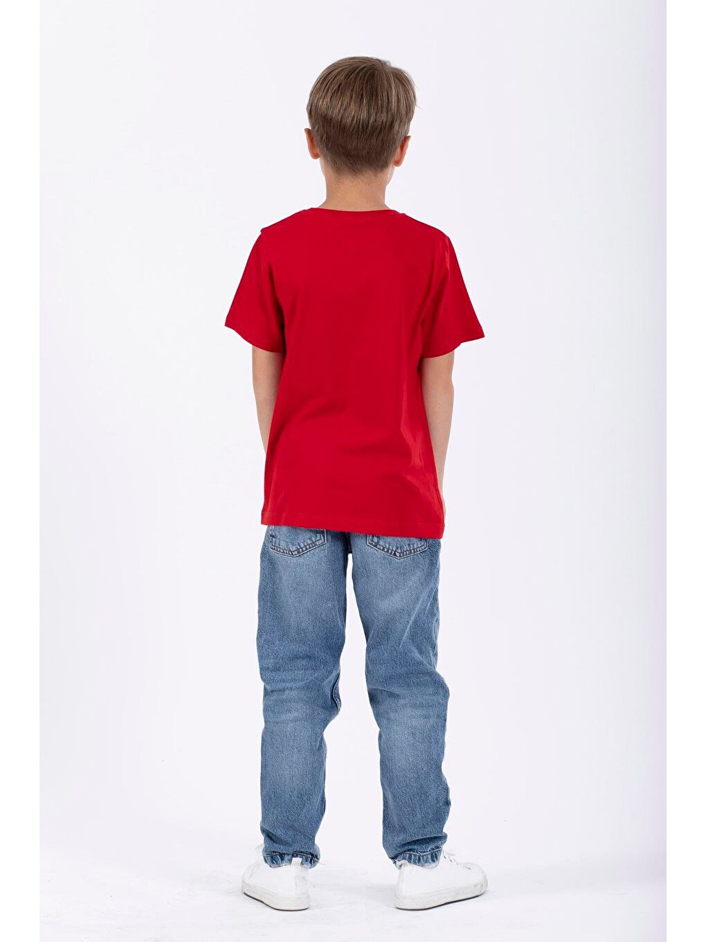 Kırmızı Bisiklet Yaka Full Court Awesome Baskılı Erkek Çocuk Tişört-3