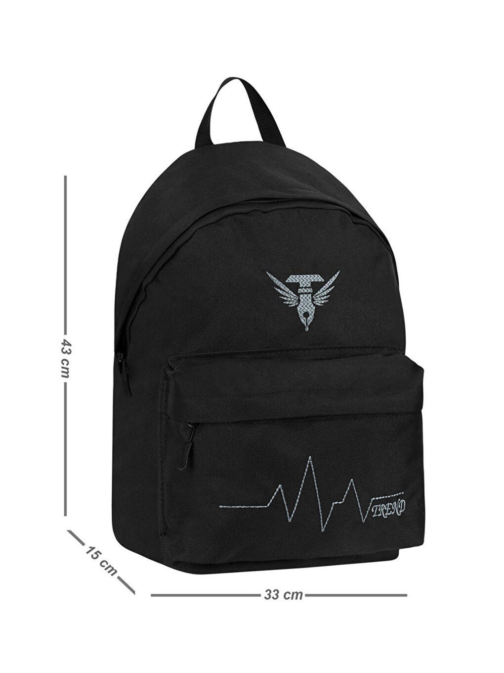 Unisex Siyah Gri Geniş Hacimli Günlük ve Okul Kullanımına Uygun Sırt Çantası-2