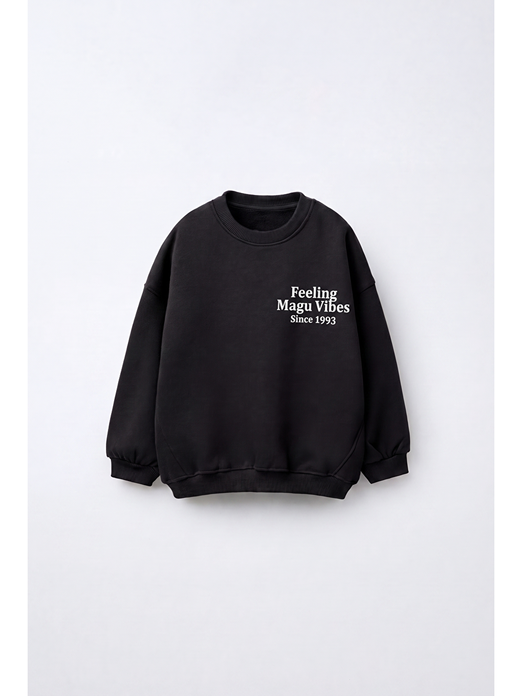 Çocuk Pamuklu Minimal Yazı Baskılı Siyah Sweatshirt