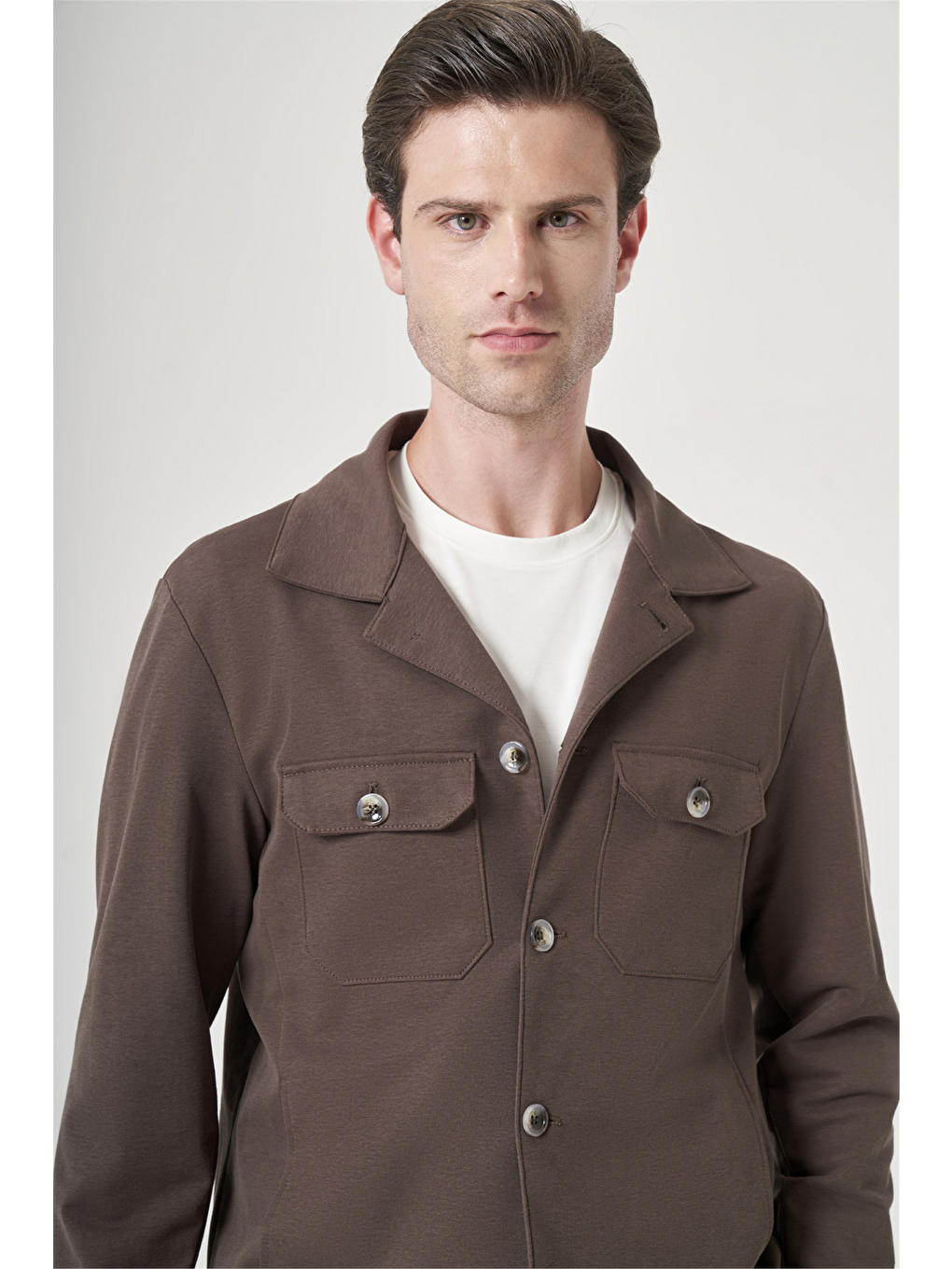 Kahverengi Berberi Yaka Örme Beli Lastikli 6 Drop Slim Fit Astarsız Esnek Takım Elbise 1001260177-3