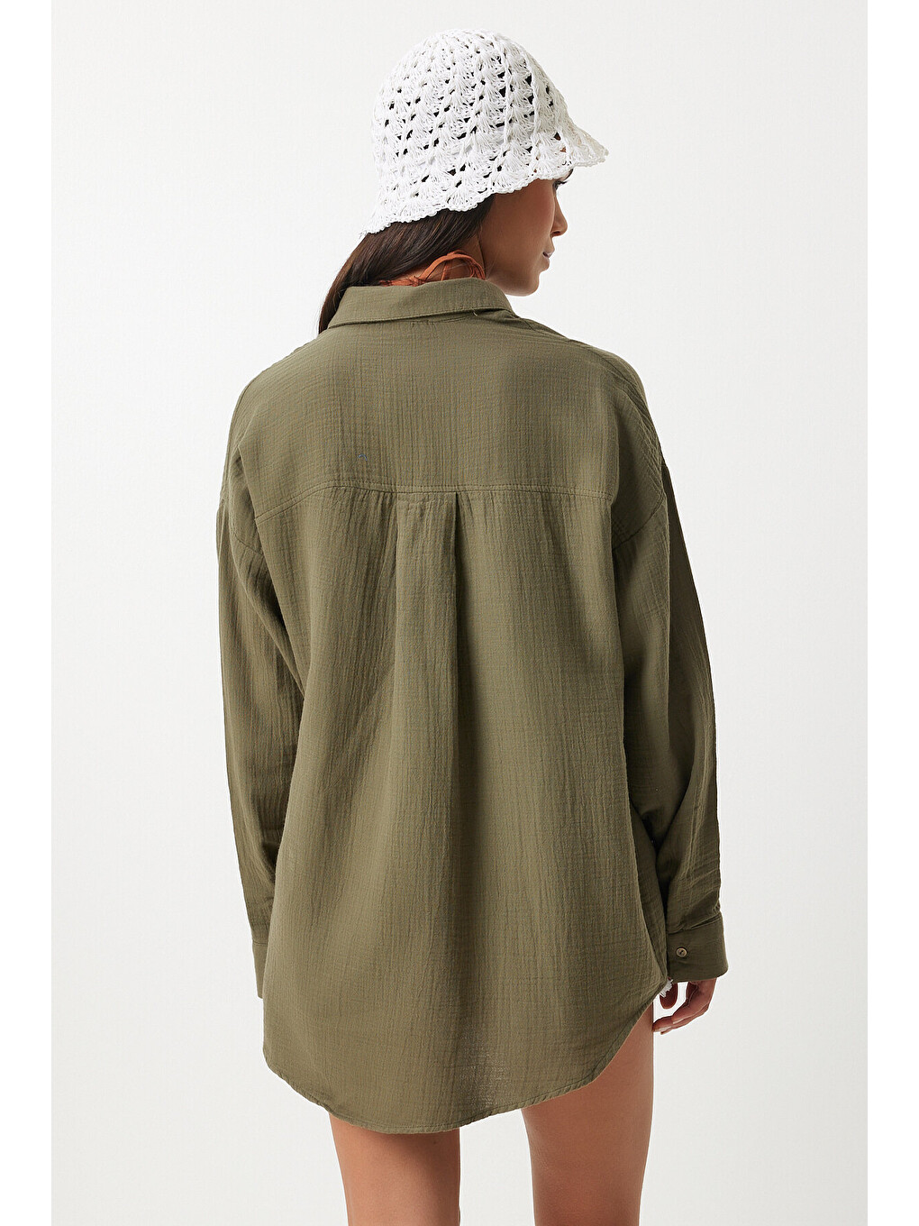 Haki Oversize Basic Müslin Gömlek HAKİ LMX0002-2