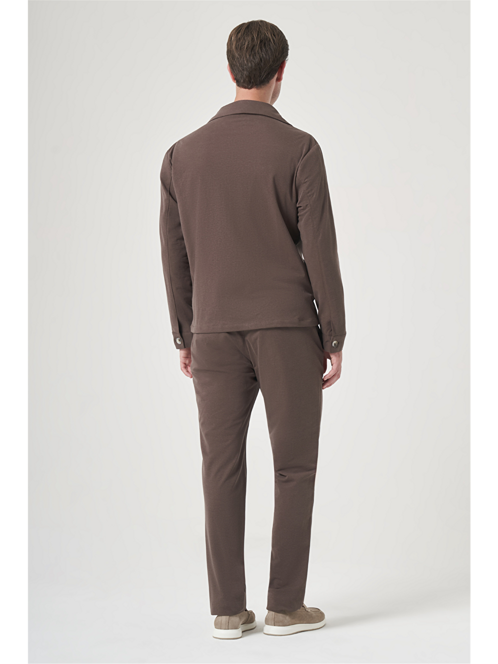 Kahverengi Berberi Yaka Örme Beli Lastikli 6 Drop Slim Fit Astarsız Esnek Takım Elbise 1001260177-4