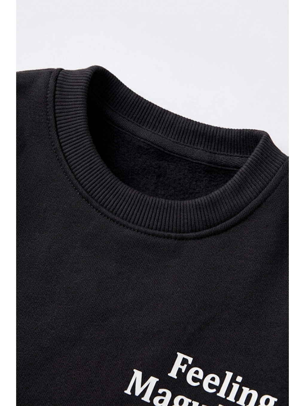 Çocuk Pamuklu Minimal Yazı Baskılı Siyah Sweatshirt-3