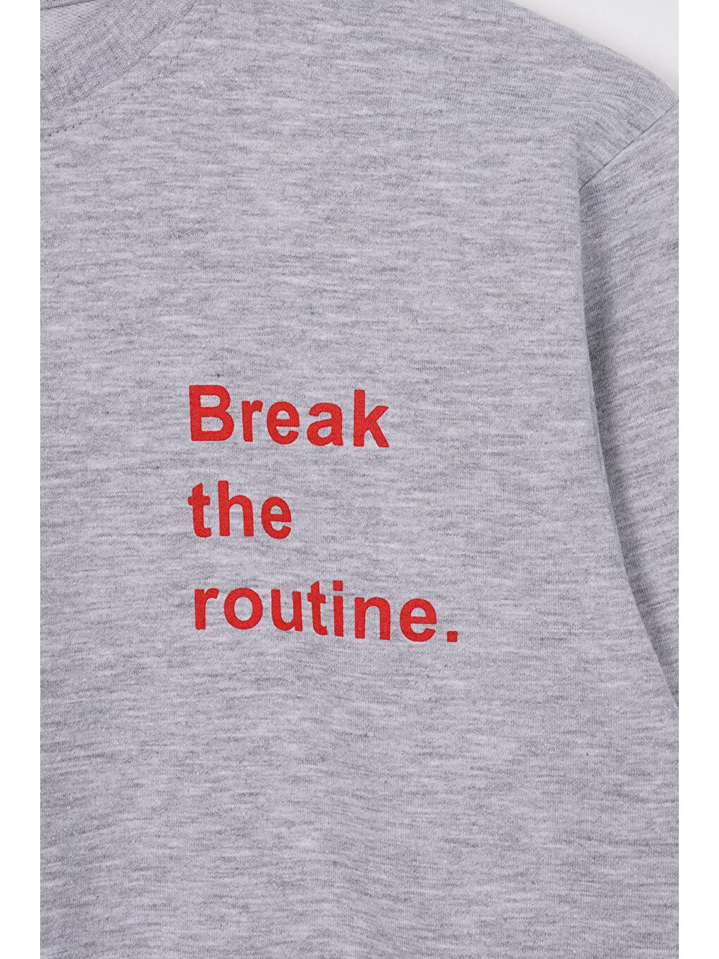 Gri Bisiklet Yaka Yazı Baskılı Erkek Çocuk Sweatshirt-1