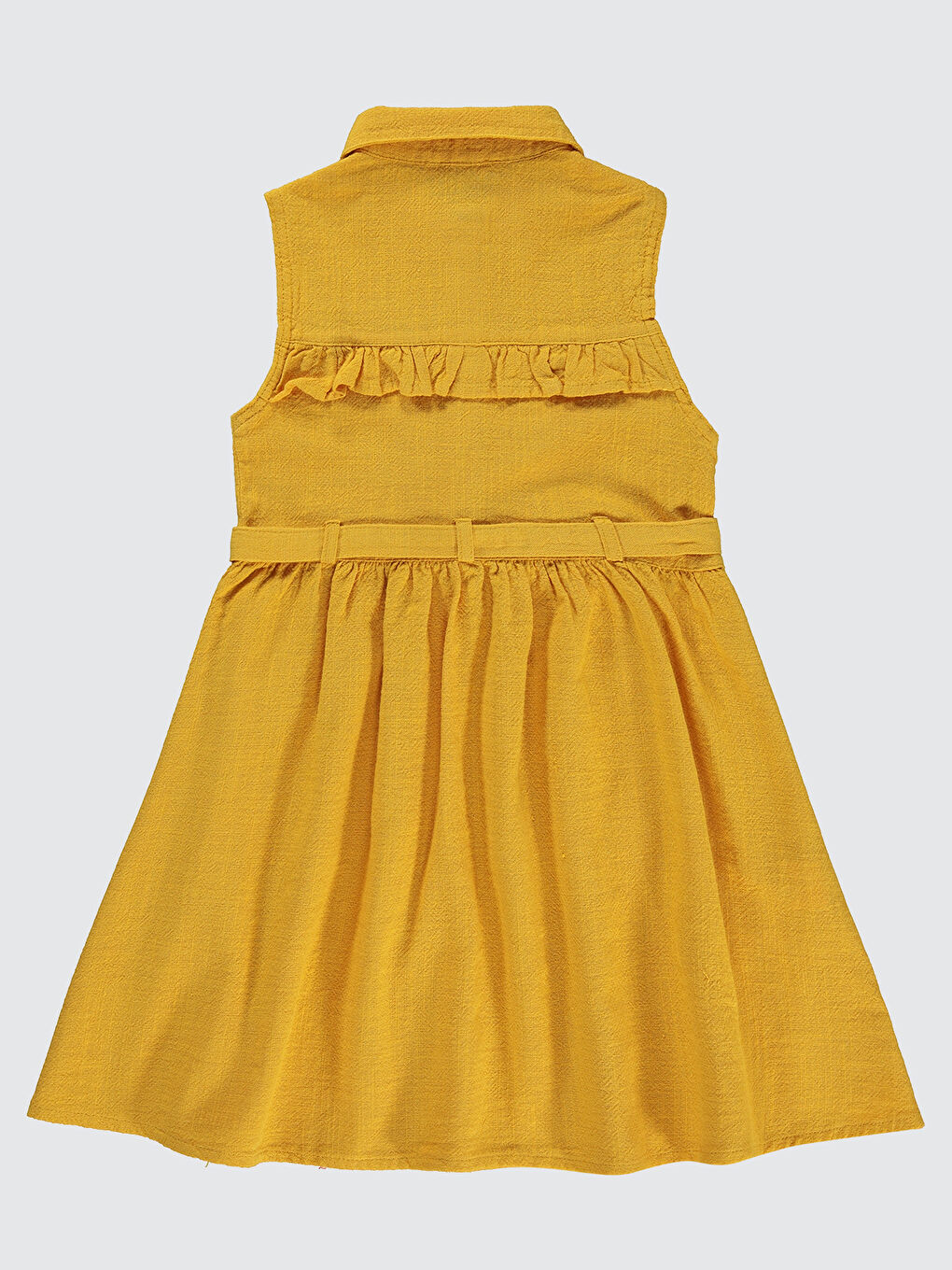 Kahverengi Girls Kız Çocuk Elbise 6-9 Yaş Hardal-1