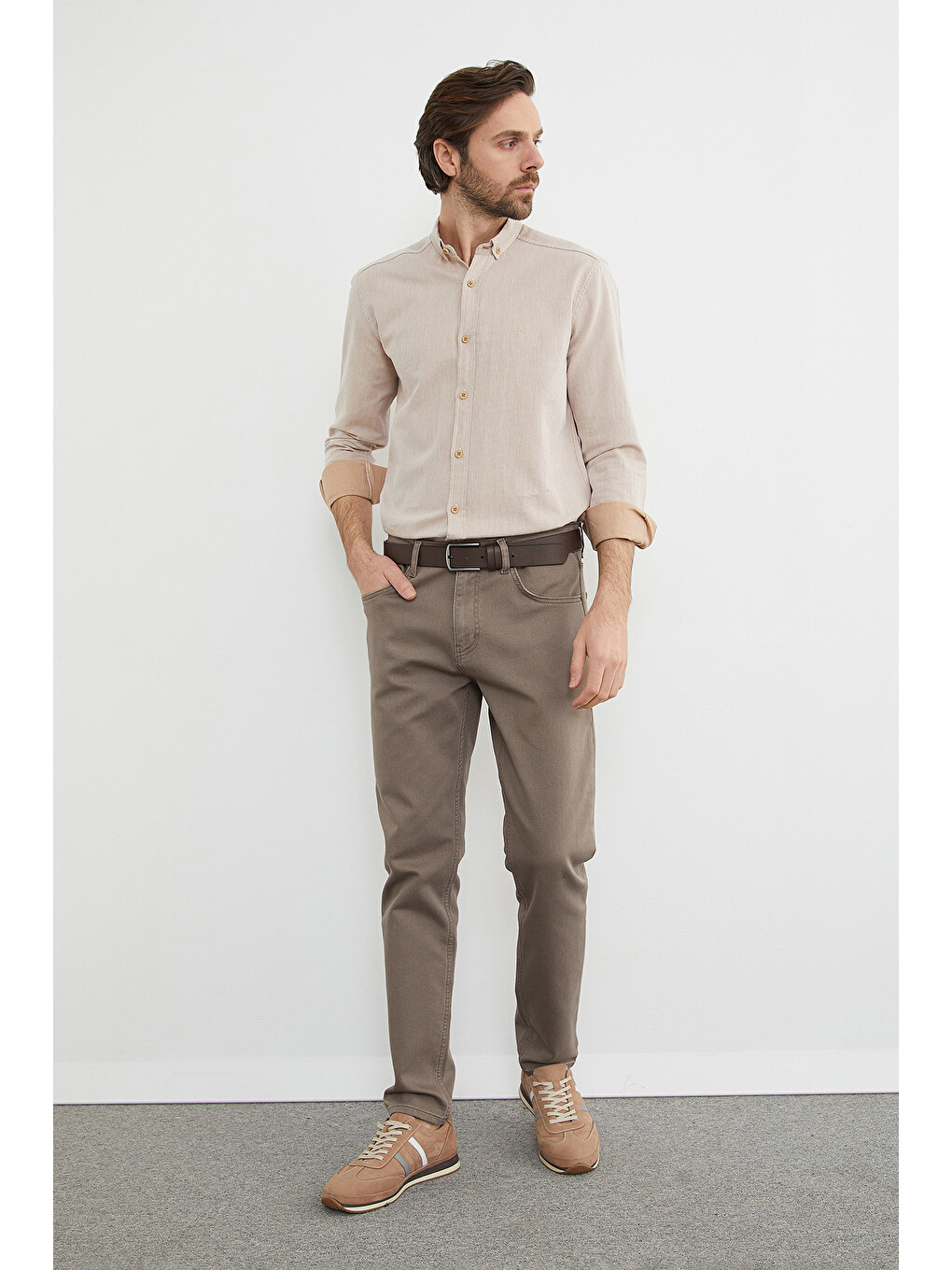 Bej Büyük Beden Regular Fit Normal Bel Jean