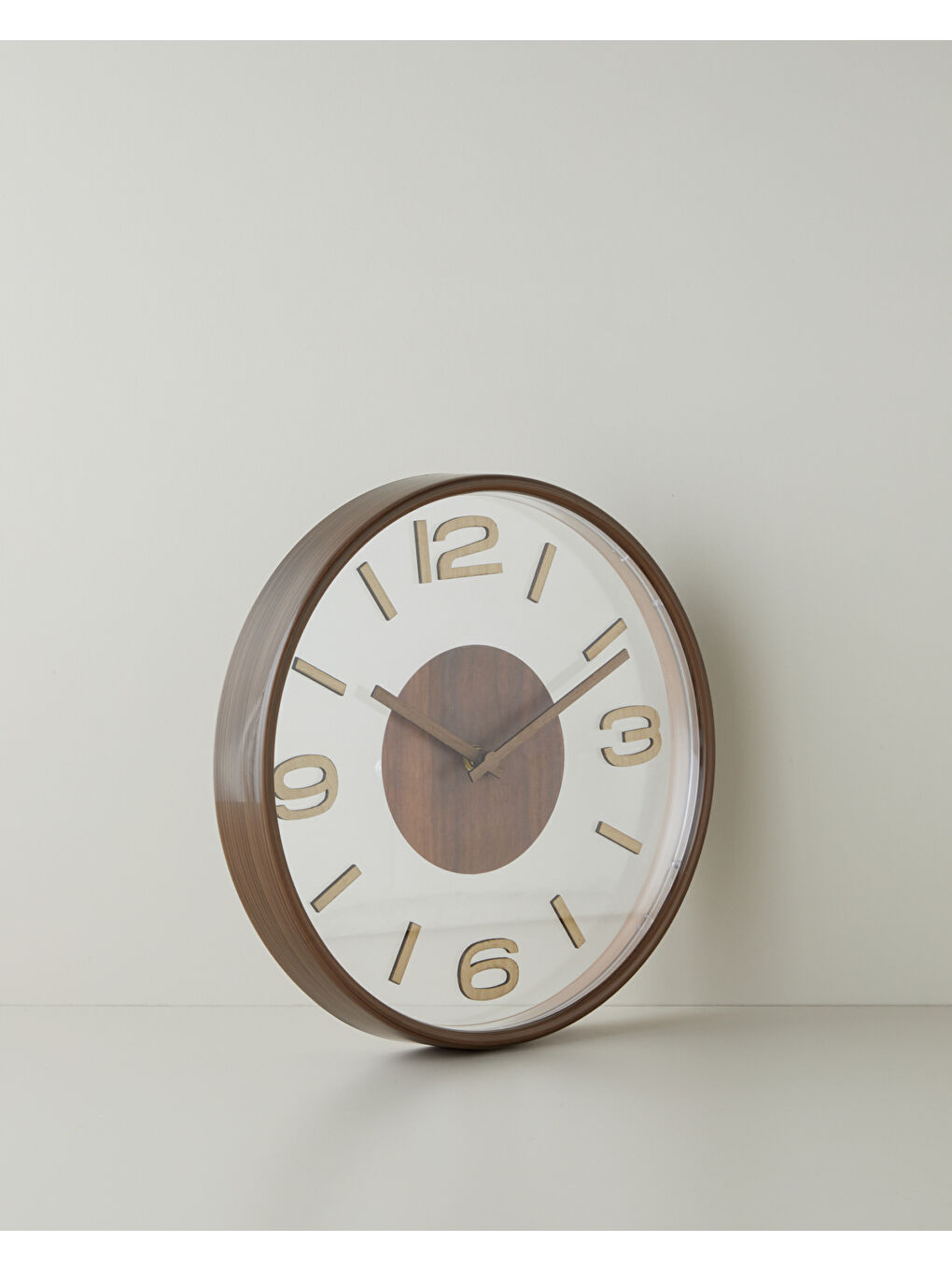 Bej Cara Duvar Saati 30 cm Koyu Krem-1