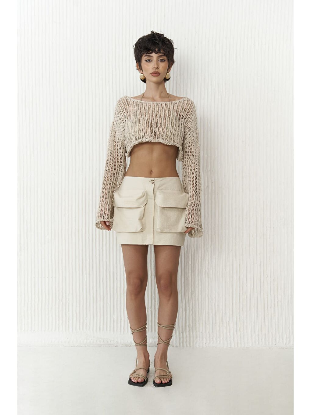 Berry Bej Mini Etek-1