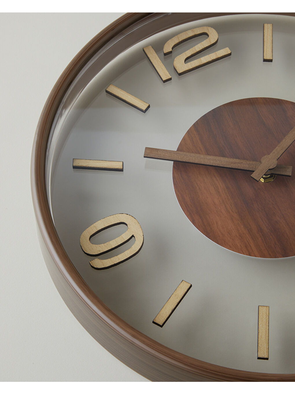 Bej Cara Duvar Saati 30 cm Koyu Krem-3