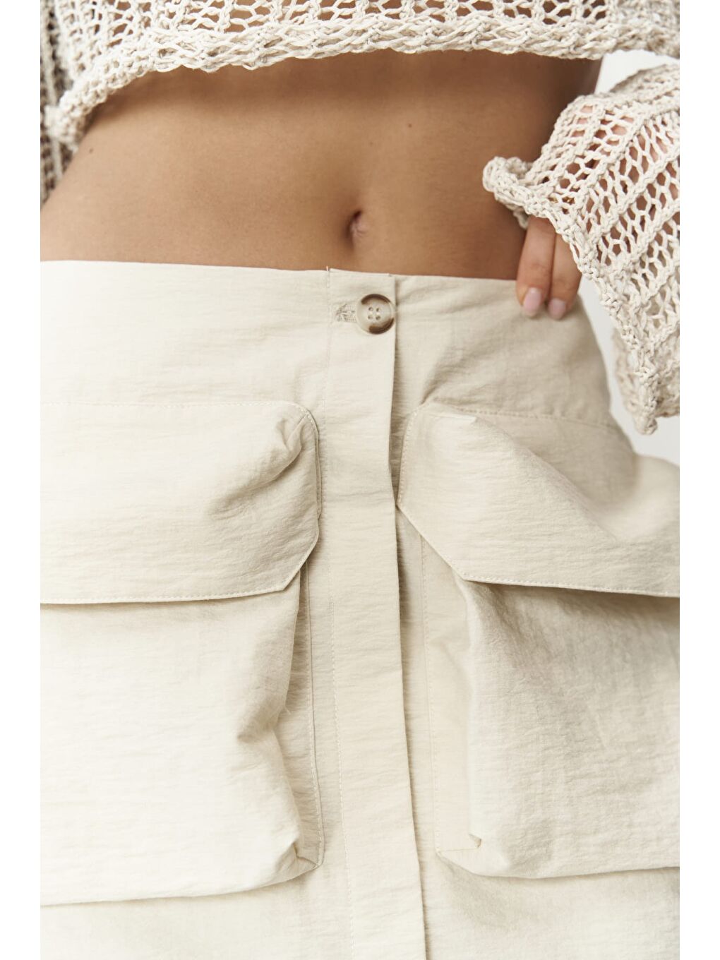 Berry Bej Mini Etek-5