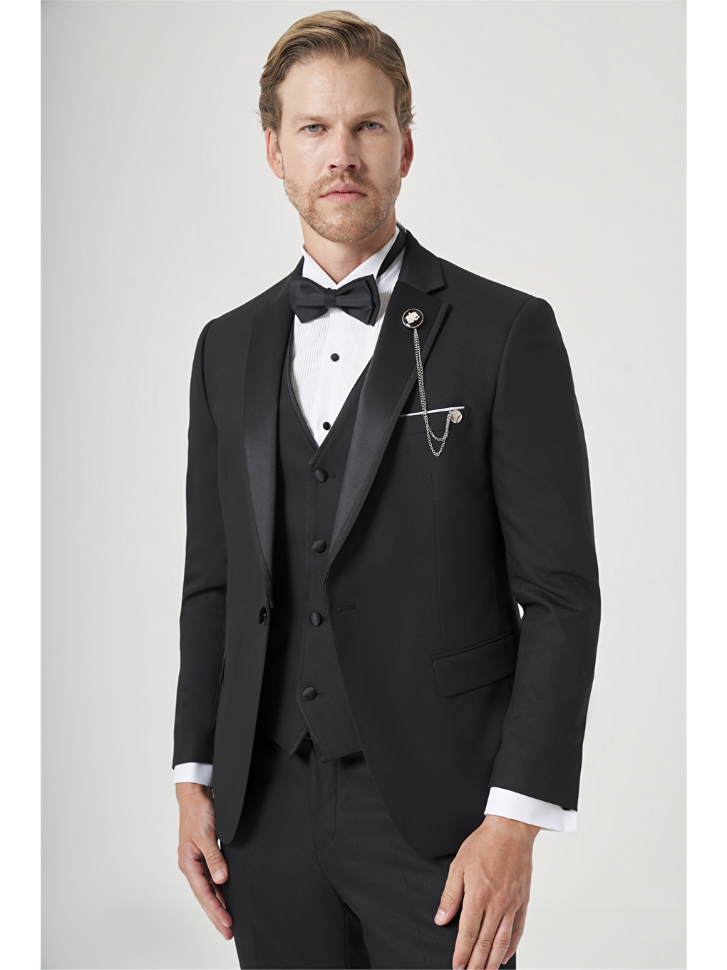 Siyah 6 Drop Slim Fit Esnek Yelekli Damatlık 1001260301-2