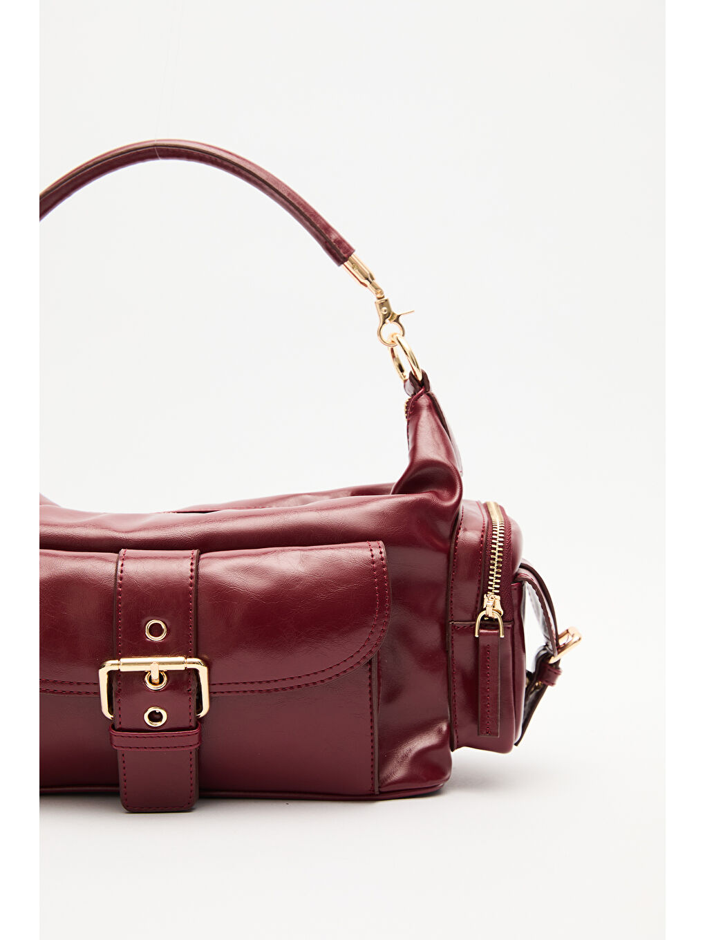 Mıca Tokalı Çanta Bordo-3
