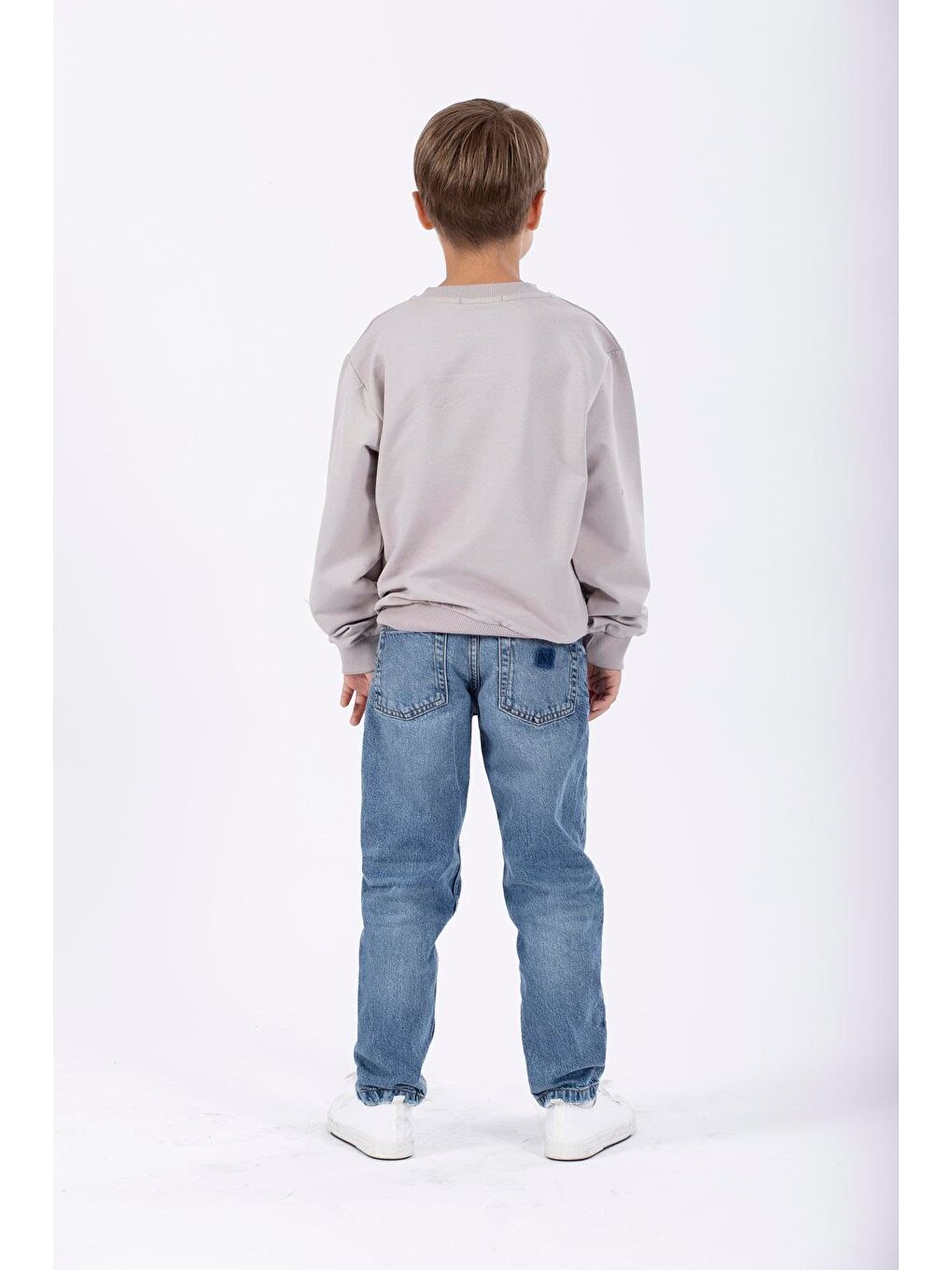 Bej Bisiklet Yaka Yazı Baskılı Erkek Çocuk Sweatshirt-3