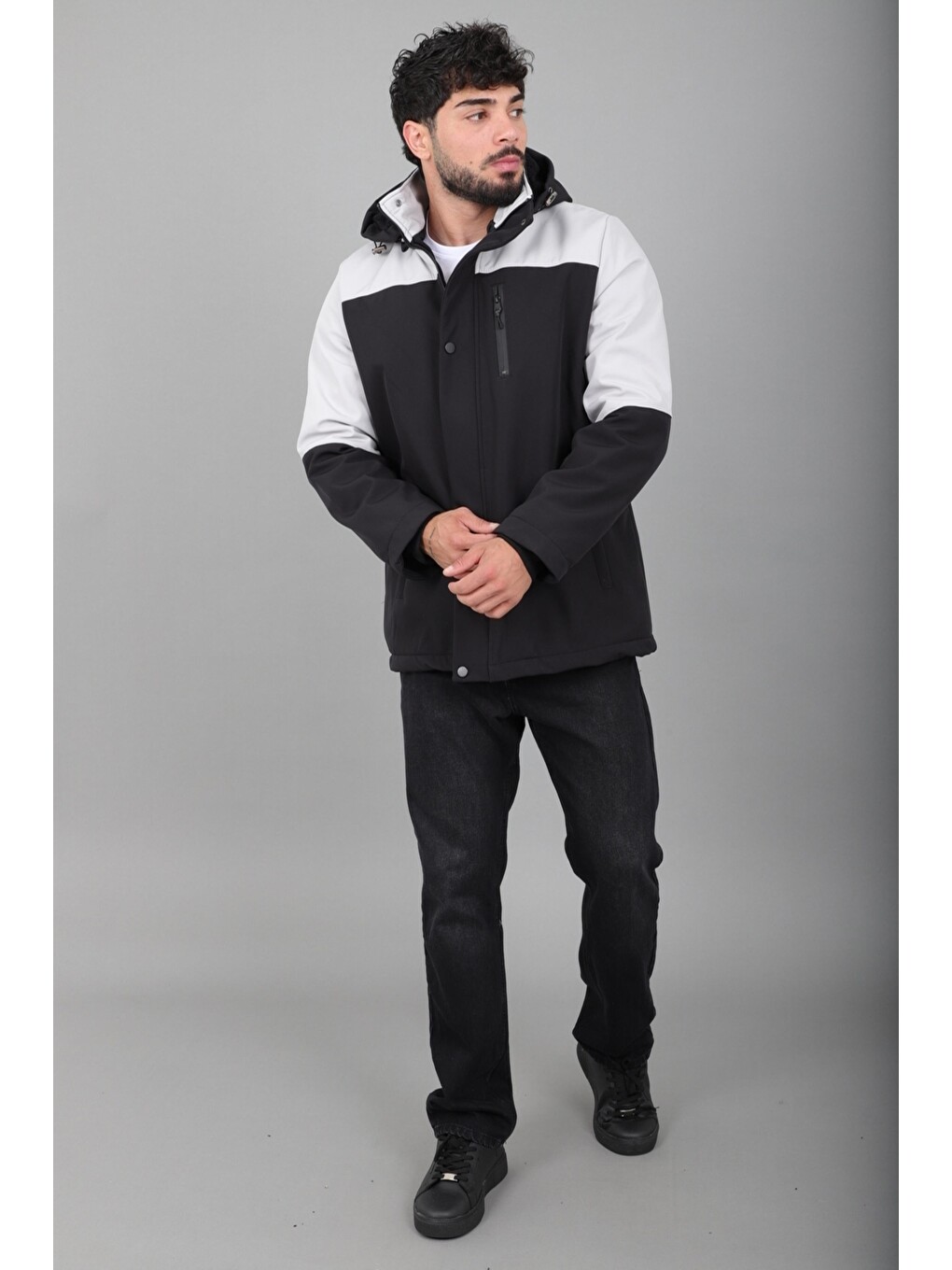 Bej Parçalı Outdoor Softshell Kışlık Mont Pldp 3038_50513-3