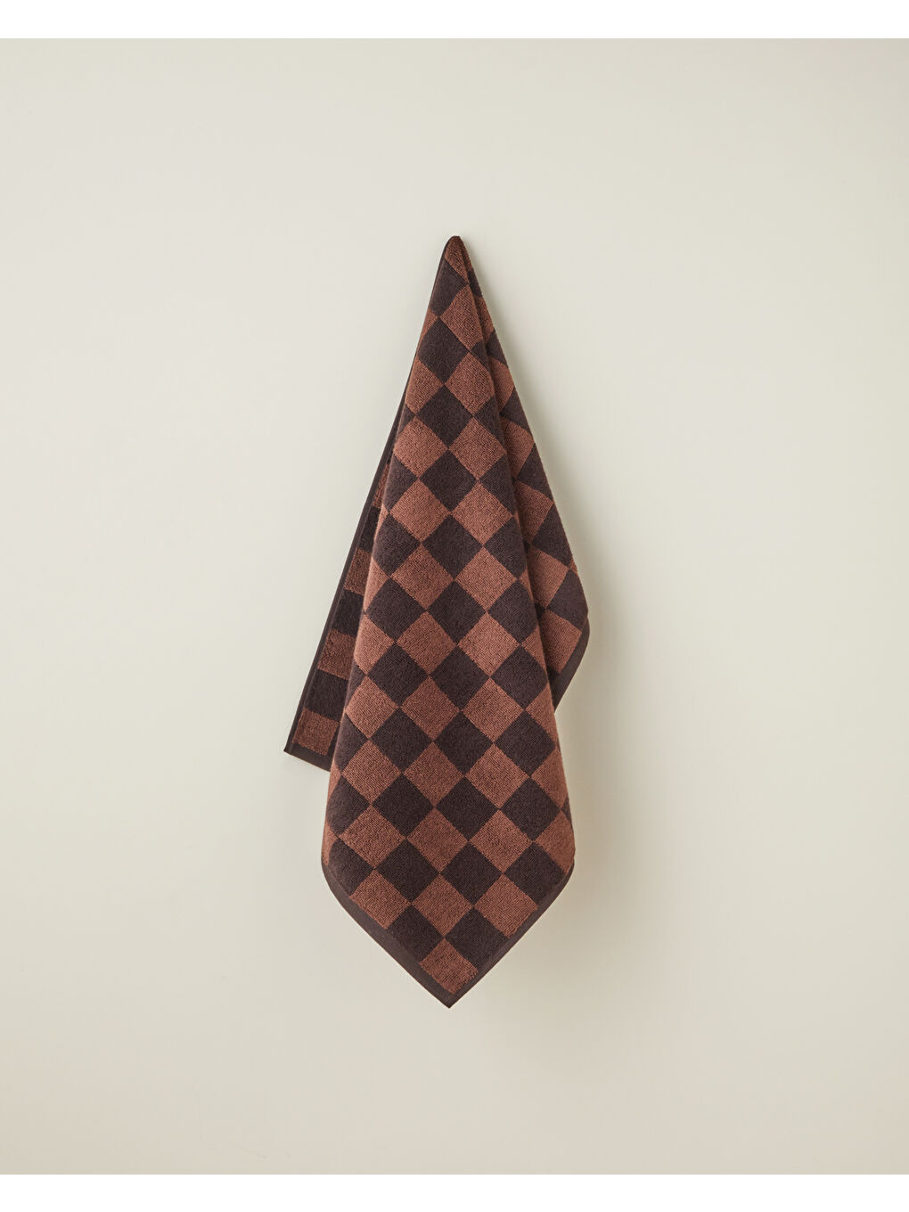 Kahverengi Savanna Check Pamuk Yüz Havlusu 50x80 cm Kahve-Açık Kahve