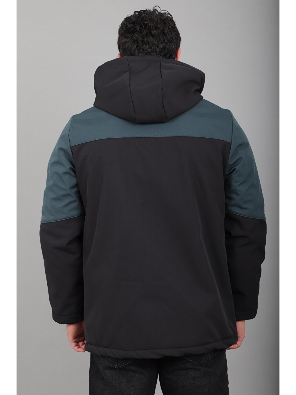 Petrol Parçalı Outdoor Softshell Kışlık Mont Pldp 3038_50513-6