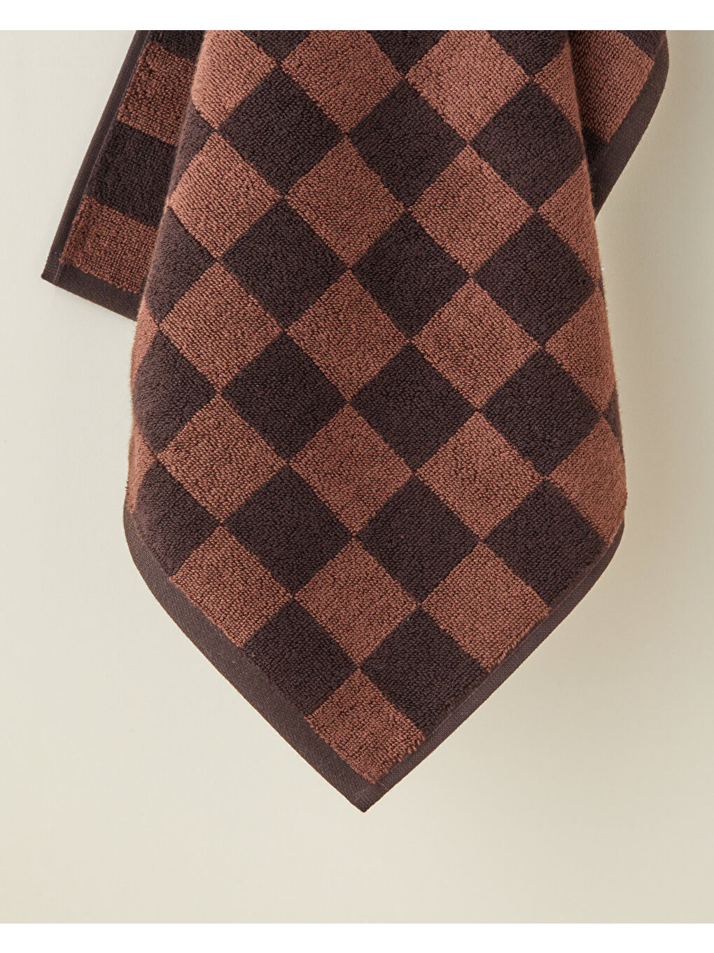 Kahverengi Savanna Check Pamuk Yüz Havlusu 50x80 cm Kahve-Açık Kahve-1