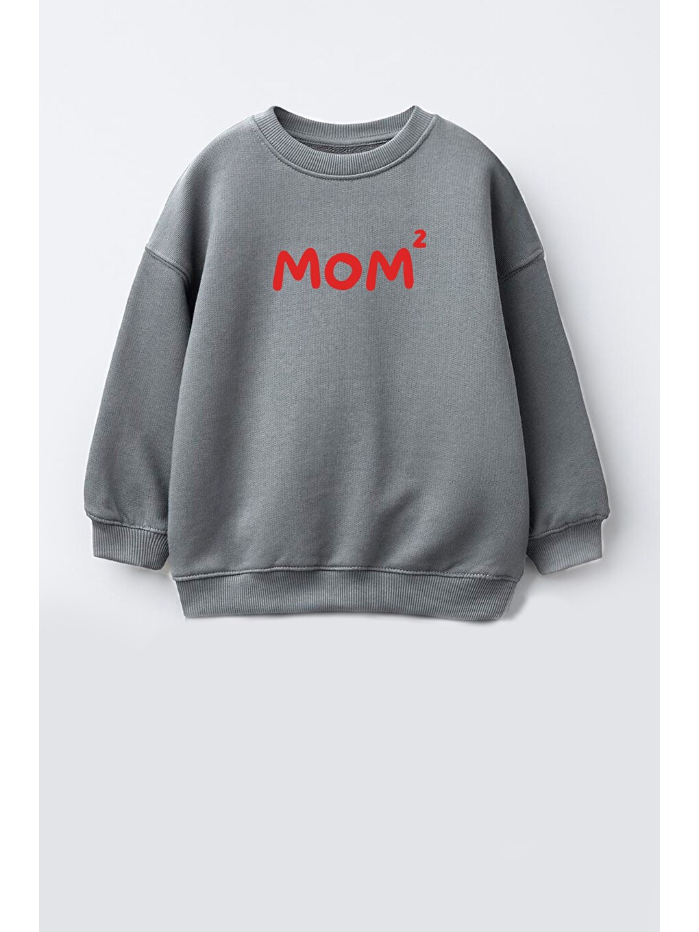 Antrasit Unisex Çocuk Anne Baskılı 3 İplik Kumaş Pamuklu Sweatshirt