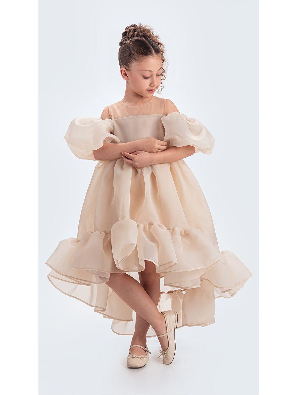 Ekru Arisvi Kız Çocuk Abiye M00738-6