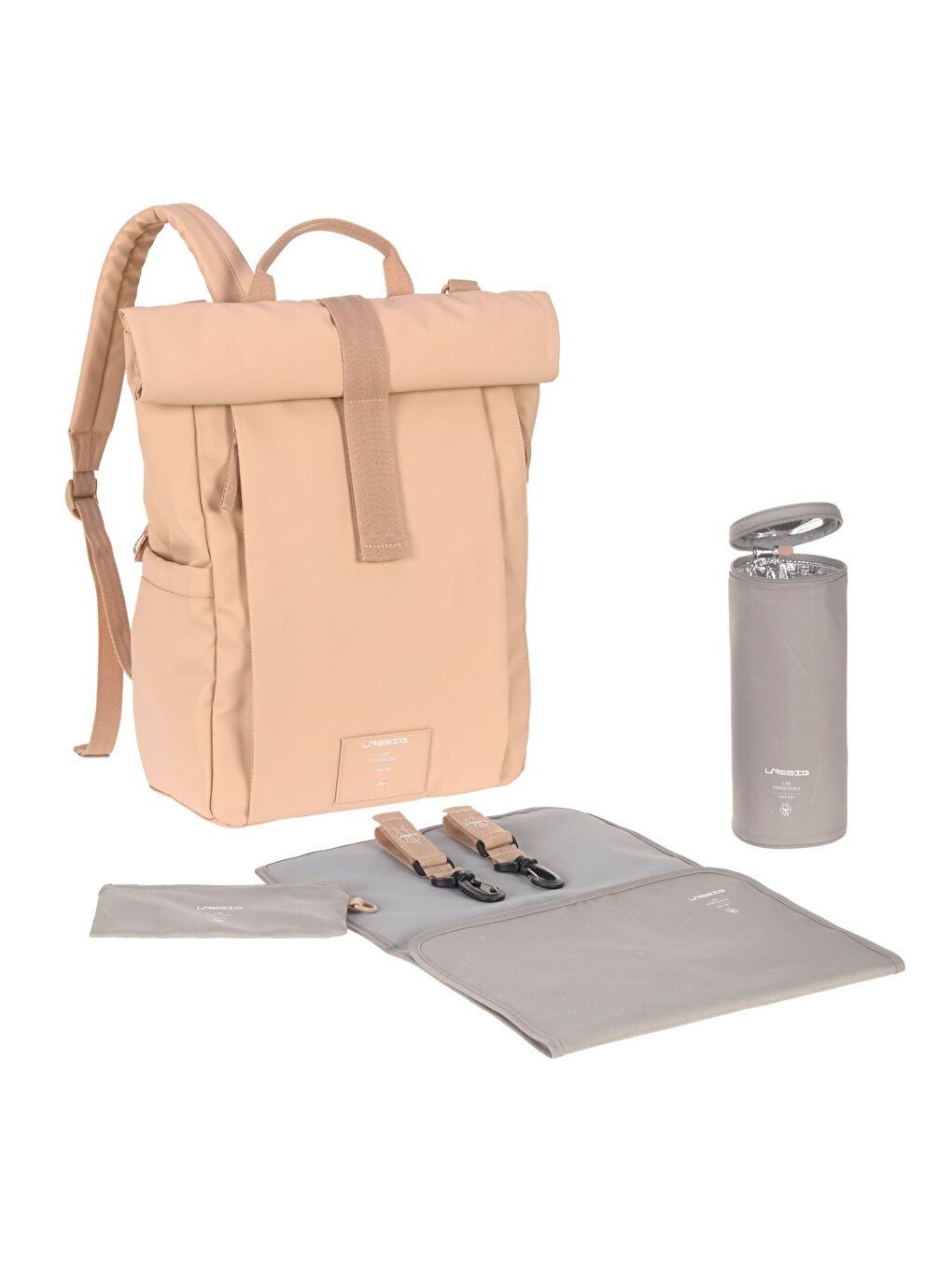 Rolltop Up Bebek Bakım Sırt Çantası Peach Rose-3