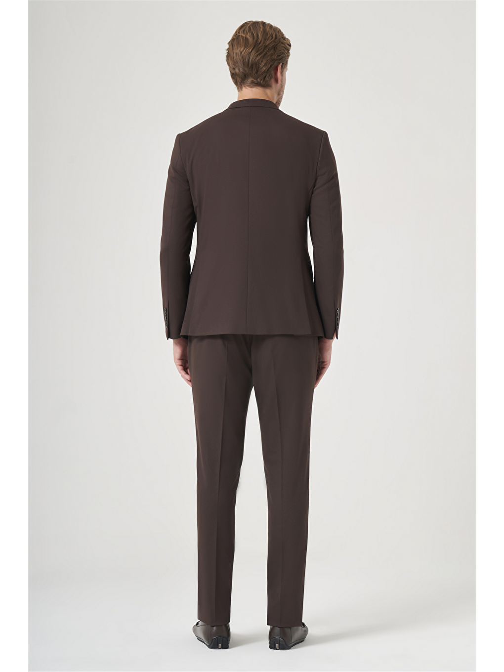 Kahverengi Kırlangıç Yaka 6 Drop Slim Fit Tam Astar Esnek Takım Elbise 1001260148-4