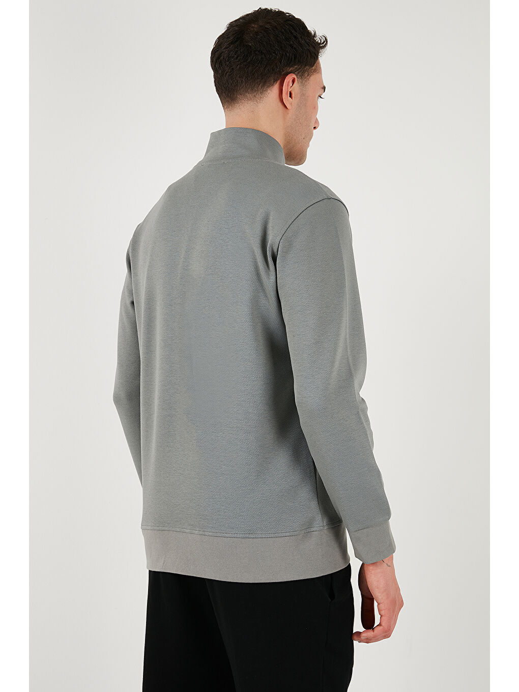 Haki Pamuklu Regular Fit Yarım Fermuarlı Dik Yaka Sweat 5905470-5