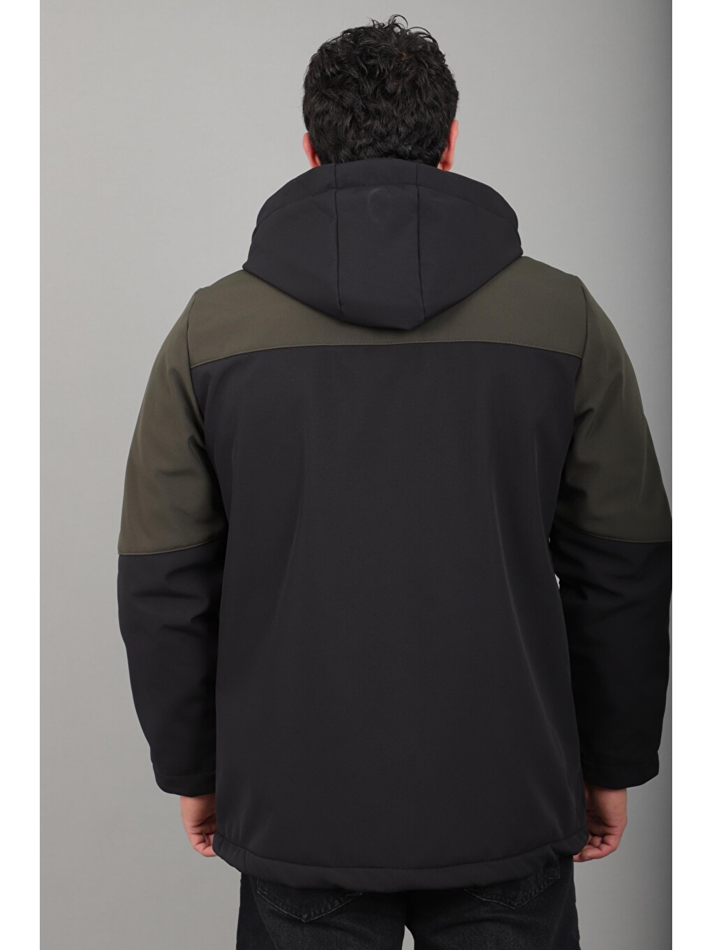 Haki Parçalı Outdoor Softshell Kışlık Mont Pldp 3038_50513-6