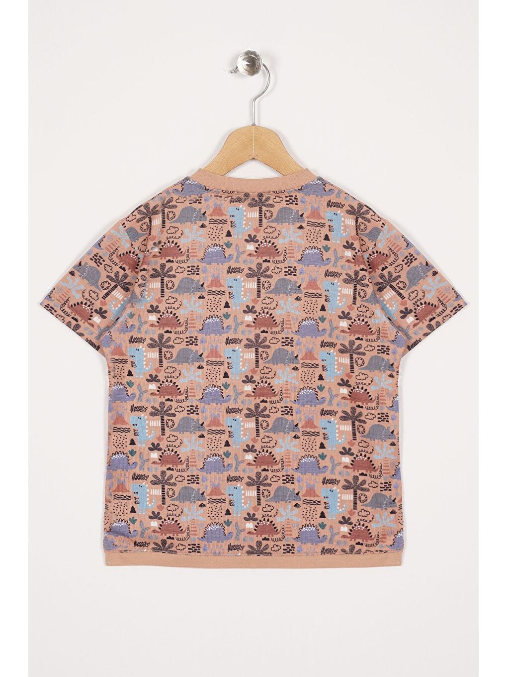 Aplike Cep Detaylı Bej Renk Erkek Çocuk Tişört-2